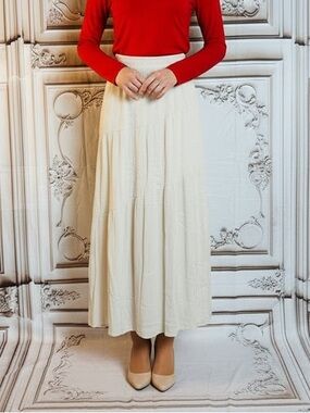 I.N. Studio Cream Maxi Tiered Skirt